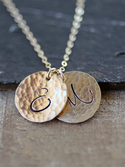 Gold Initial Necklace Personalized Custom Letters Two