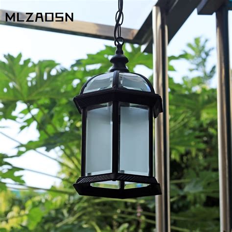 Waterproof outdoor pendant light Antirust material glass lamp pavilion garden villa courtyard ...
