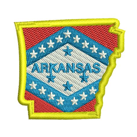 Arkansas State Map Flag Logo | City/State Digitized Embroidery Design ...