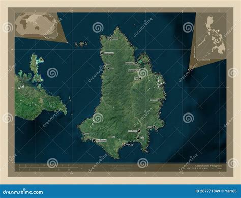 Catanduanes, Philippines. High-res Satellite. Labelled Points of Stock Illustration ...