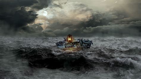 Boat Storm Sea Waves Overcast 4K HD Wallpapers | HD Wallpapers | ID #31264