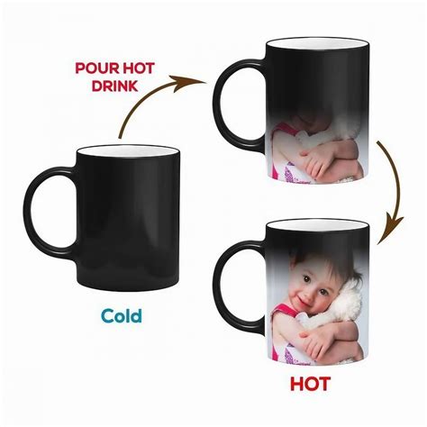 Round Ceramic Plain Sublimation Magic Mug (Black Mate Magic Mug), Capacity: 330ml, Size ...