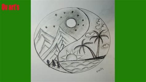 Pencil drawing of easy scenery inside circle step by step || Ov art's | Circle drawing, Sketches ...