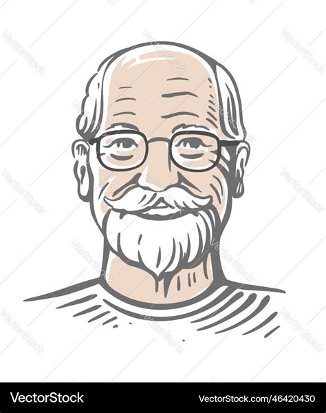 Old man in sketch portrait grandfather Royalty Free Vector