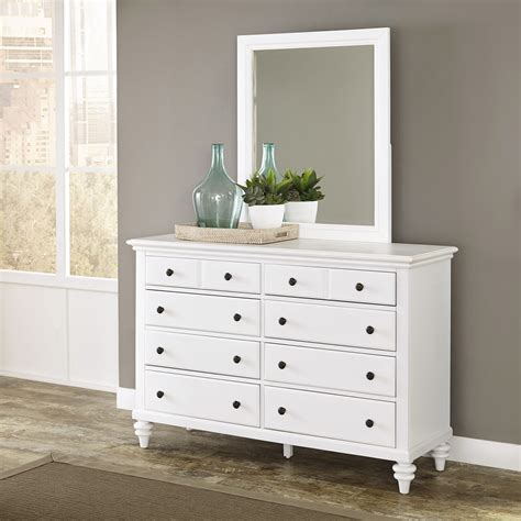 Home Styles Bermuda Brushed White Dresser and Mirror