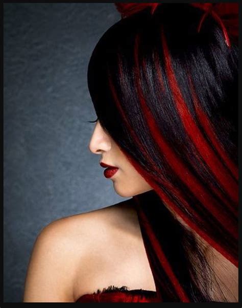 Black hair with red streaks | Hair color for black hair, Black red hair ...