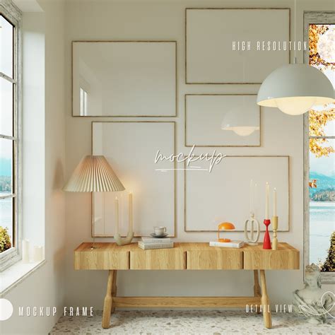 Frame Mockup, Horizontal Frame Mockup, Gallery Wall Frame Mockup, Set of 5 Frame Mockup, Daytime ...