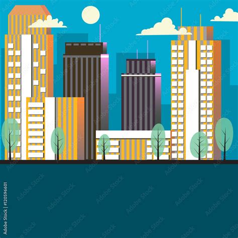 City landscape cartoon vector illustration Stock Vector | Adobe Stock