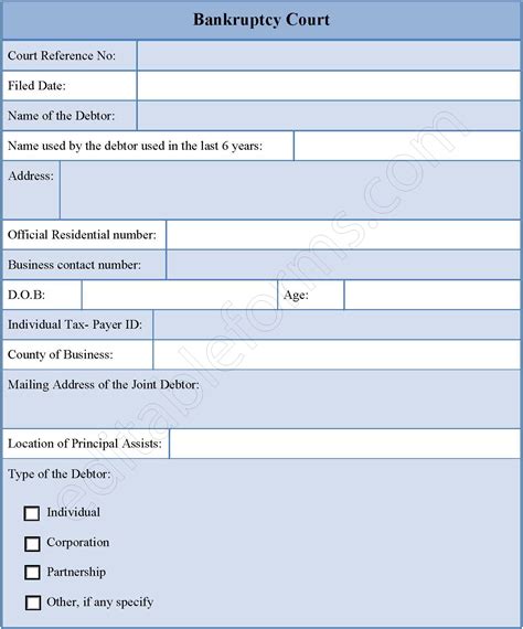 Bankruptcy Court Form | Editable PDF Forms