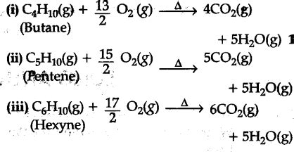 Write the chemical equations of combustion reaction of the following ...