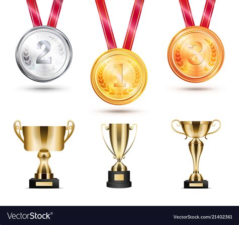 Medals collection and trophies Royalty Free Vector Image