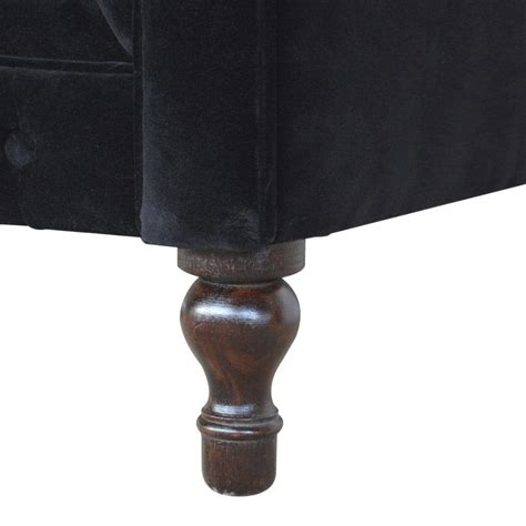 Black Velvet Double Seated Chesterfield Sofa | The House Office