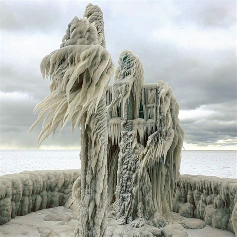 Lake Erie totally eerie ice sculptures after Harper's blizzard - Strange Sounds