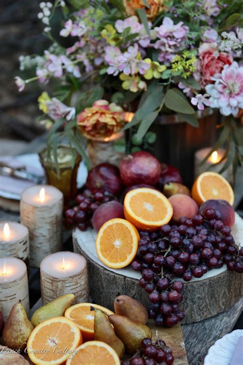 Fruit and Flowers Table Centerpiece details - French Country Cottage