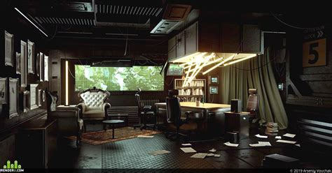 Арсений Волчек. Cyberpunk Interior 3D Visualization. Based on Deus Ex: Human Revolution Concept ...