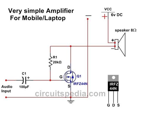 Simple Powerful Audio Amplifier Using Single Mosfet | Circuitspedia.com