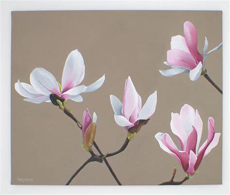 Magnolia Flower Acrylic Painting | Best Flower Site