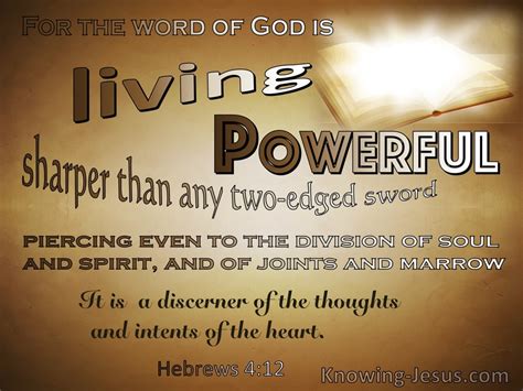 Hebrews 4:12 The Word Of God Is Living Powerful And Sharper Than A Two Edged Sword (brown)