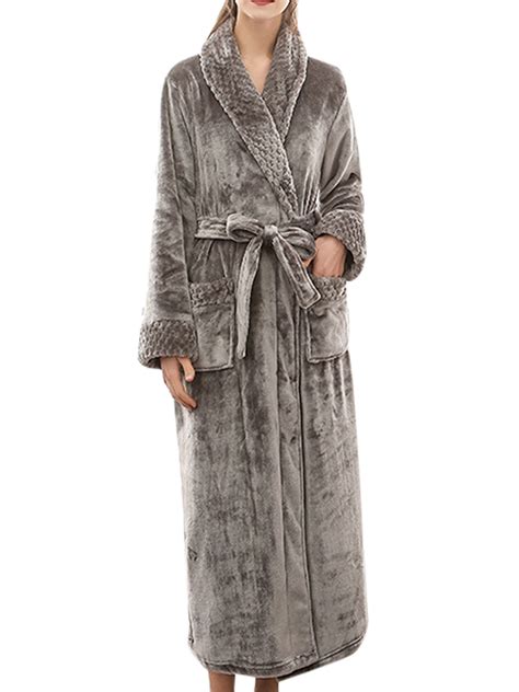 Lumento Long Bath Robe for Womens Warm Fleece Bathrobes Nightgown Pajamas Sleepwear Housecoat ...