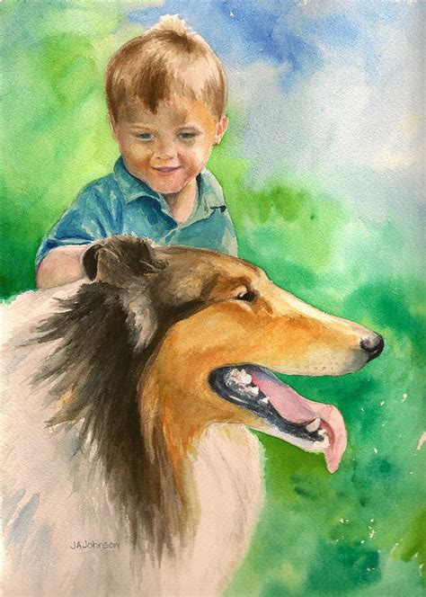 A Boy And His Dog Painting by Judith A Johnson