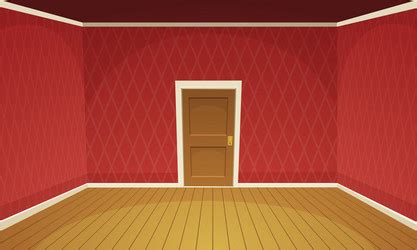 Cartoon empty room with a door in red style Vector Image