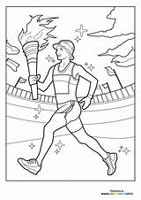 Paris 2024 Olympics flame Runner  Coloring Pages For Kids sketch template