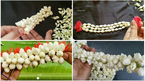 Easy 4 types of Jasmine garland at home - YouTube