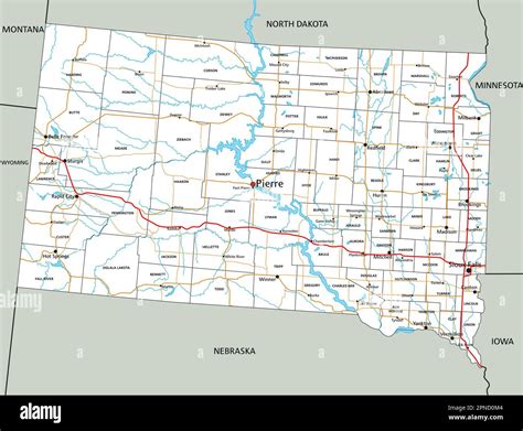 South Dakota road and highway map. Vector illustration Stock Vector Image & Art - Alamy