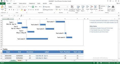 Milestone and task project timeline excel template