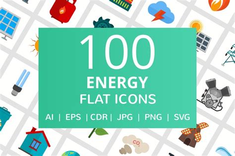 100 Energy Flat Icons