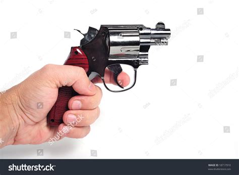 Hand Holding A Revolver On White Background Stock Photo 18717910 : Shutterstock