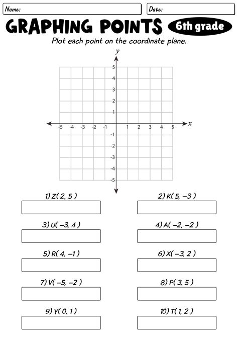 Plotting Points On A Coordinate Plane Worksheet 6th Grade