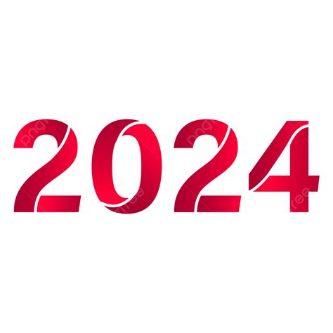 Red New Year 2024 Text Font Design Vector, 2024, New Year, Text Lettering PNG and Vector with ...