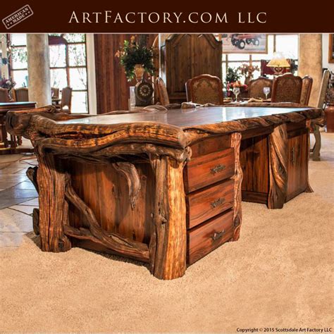 Custom Log Style Executive Desk: Fine Art Wild Wood Desk