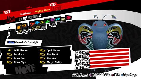 Made a mothman build because I like him. (Can't do anything about gun weakness...) : r/Persona5