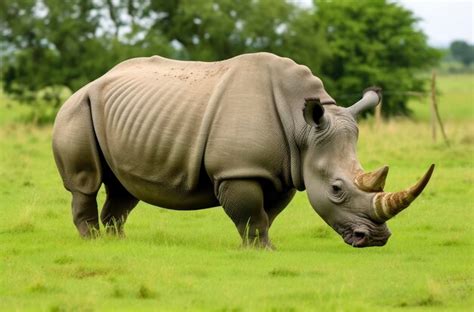 Premium Photo | White Rhino grazing