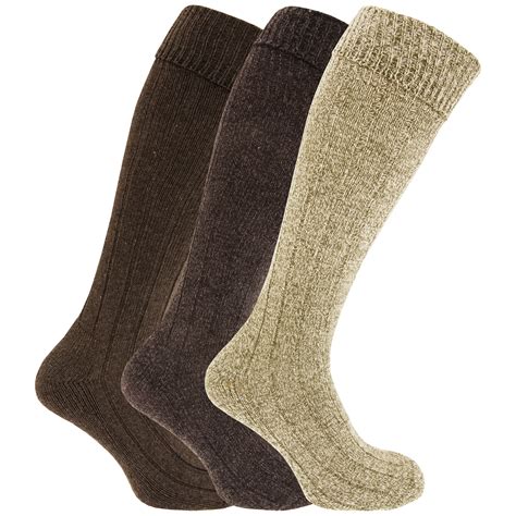 Mens Knee High Chunky Thermal Wool Boot Socks (Pack Of 3) | eBay