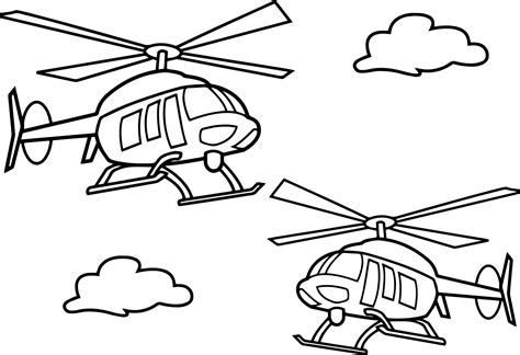 Two Helicopter Coloring Page - Wecoloringpage.com