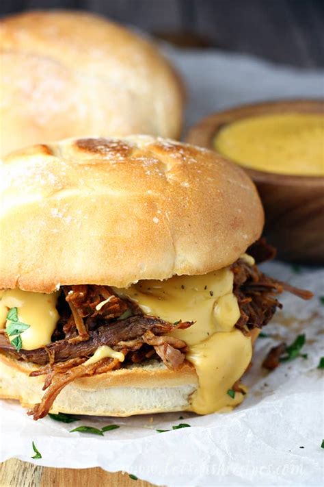 Slow Cooker Cheesy Barbecue Brisket Sandwiches | Let's Dish Recipes