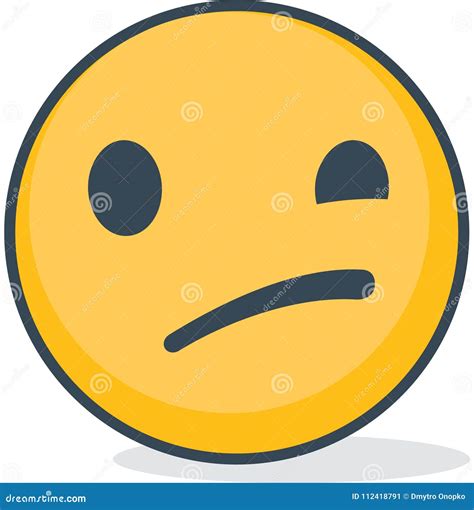 Isolated Confused Smiley Emoticon. Isolated Emoticon. Stock Vector - Illustration of cartoon ...