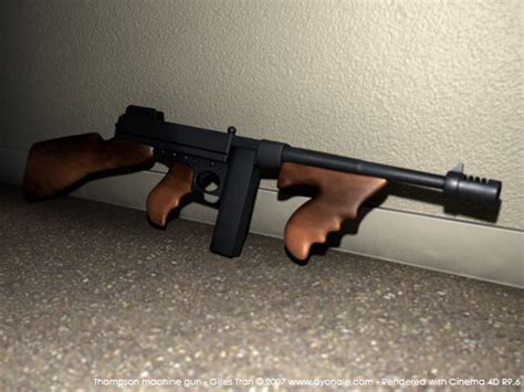 Free 3D models - Thompson submachine gun (POV-Ray,C4D,OBJ)