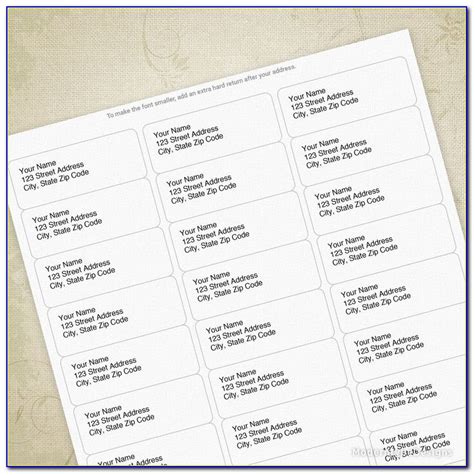 Avery Easy Peel Labels Template 5160