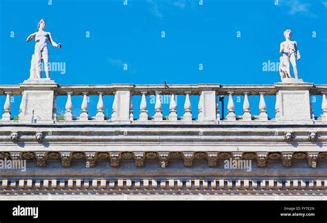 Rooftop sculptures, Palazzo Dei Conservatori Piazza Del Campidoglio Rome Lazio Italy Europe ...