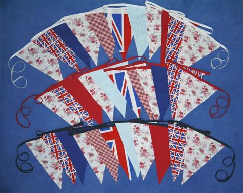 UNION JACK FLAG stylish vintage chic fabric bunting or garland double sided | Fabric bunting ...