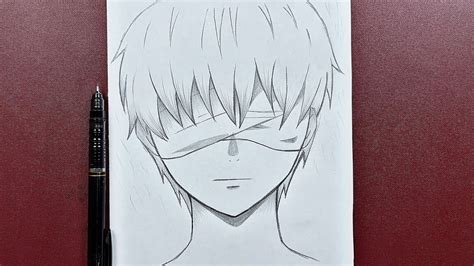 Easy anime sketch | how to draw a blind anime boy easy step-by-step - YouTube