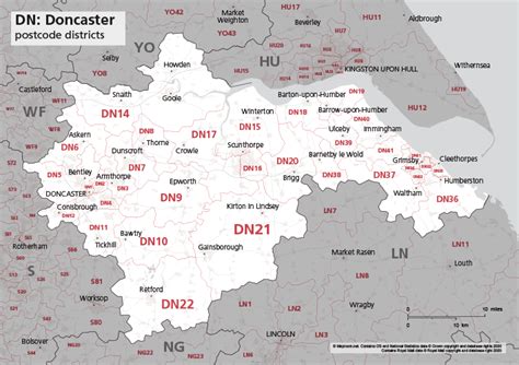 Map of DN postcode districts – Doncaster – Maproom