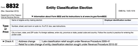 IRS Form 8832-A Guide to Entity Classification Election