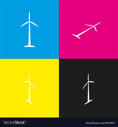 Wind turbine logo or sign white icon with Vector Image