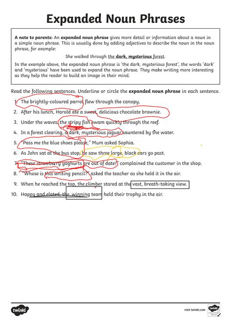 SOLUTION: Expanded noun phrases activity sheets - Studypool