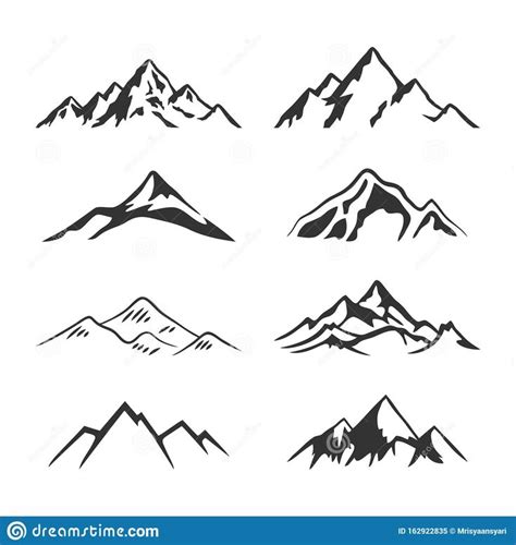 Mountain Icons Set on White Background